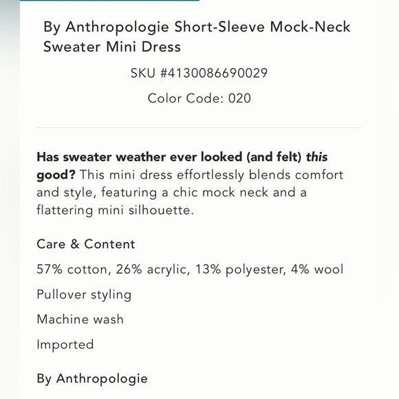 NWT new Anthropologie small fits medium mock neck sweater mini dress brown tan - Picture 4 of 16